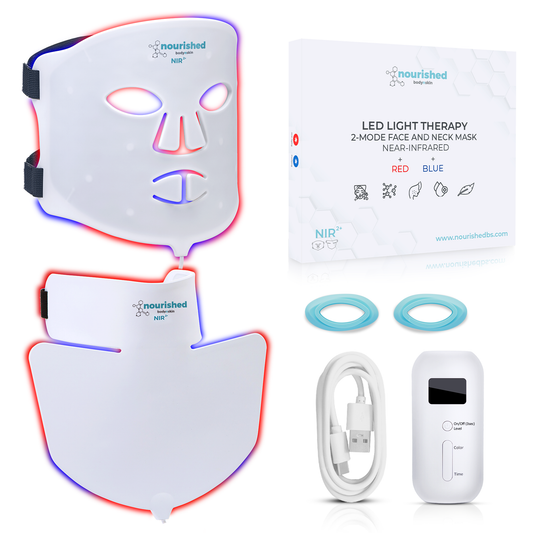 Nourished Bodynskin LED Light Therapy Face and Neck Mask - 2 Modes with Near-Infrared, Full-Mouth Coverage