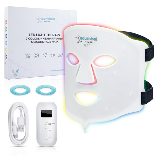 Nourished Bodynskin LED Light Therapy Face Mask - 7 Color Modes with Near-Infrared, 114 LEDs