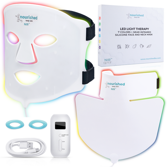 Nourished Bodynskin LED Light Therapy Face and Neck Mask - 7 Color Modes with Near-Infrared, 228 LEDs