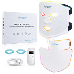 Nourished Bodynskin LED Light Therapy Face and Neck Mask Set - 7 Colors, 8 Modes, 228 LEDs