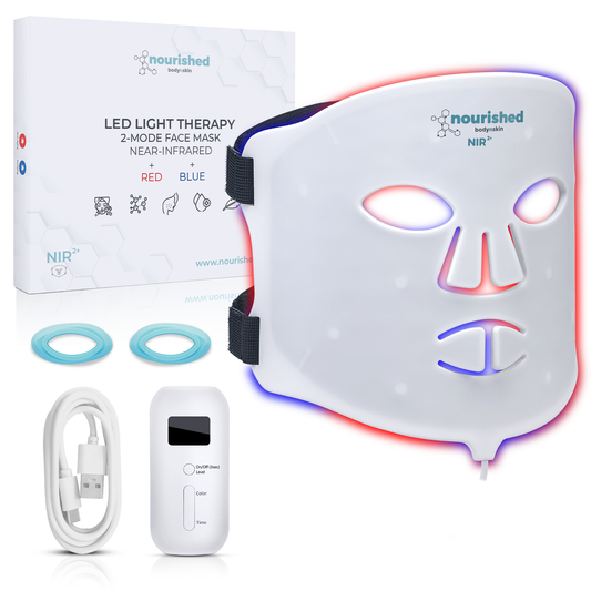 Nourished Bodynskin LED Light Therapy Face Mask - 2 Modes with Near-Infrared, Full-Mouth Coverage
