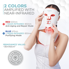 Nourished Bodynskin LED Light Therapy Face and Neck Mask - 2 Modes with Near-Infrared, Full-Mouth Coverage