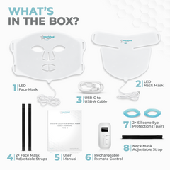 Nourished Bodynskin LED Light Therapy Face and Neck Mask - 2 Modes with Near-Infrared, Full-Mouth Coverage