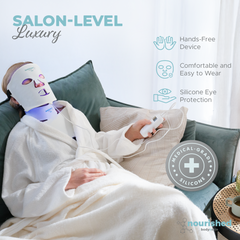Nourished Bodynskin LED Light Therapy Face and Neck Mask - 2 Modes with Near-Infrared, Full-Mouth Coverage