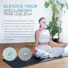 Nourished Bodynskin LED Light Therapy Face and Neck Mask - 2 Modes with Near-Infrared, Full-Mouth Coverage