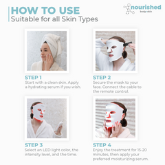 Nourished Bodynskin LED Light Therapy Face Mask - 7 Color Modes with Near-Infrared, 114 LEDs