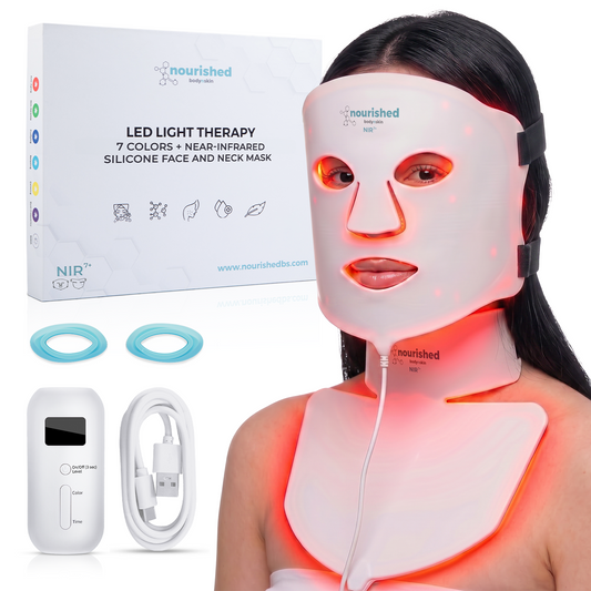 Nourished Bodynskin LED Light Therapy Face and Neck Mask - 7 Color Modes with Near-Infrared, 912 LEDs
