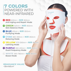 Nourished Bodynskin LED Light Therapy Face and Neck Mask - 7 Color Modes with Near-Infrared, 228 LEDs