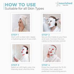 Nourished Bodynskin LED Light Therapy Face and Neck Mask - 7 Color Modes with Near-Infrared, 228 LEDs