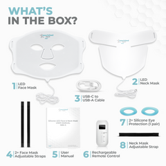 Nourished Bodynskin LED Light Therapy Face and Neck Mask - 7 Color Modes with Near-Infrared, 228 LEDs